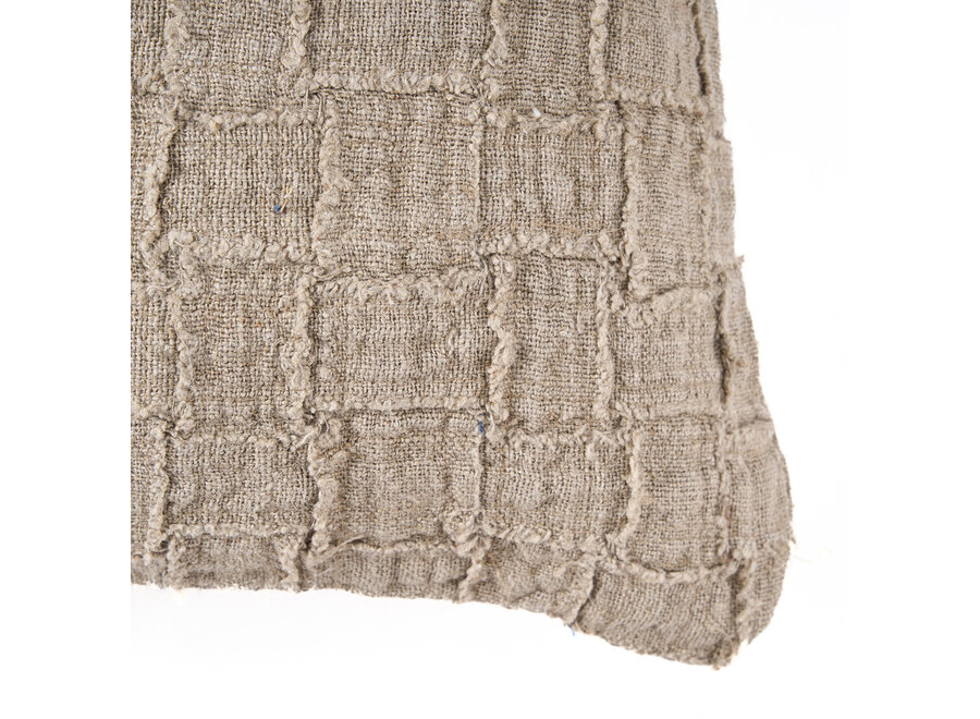 The Linen Damier Cushion Cover - Natural