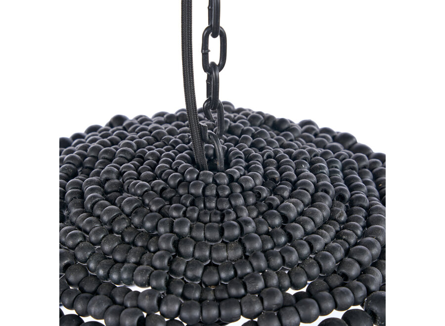 The Wooden Bead Dome Pendant - Black