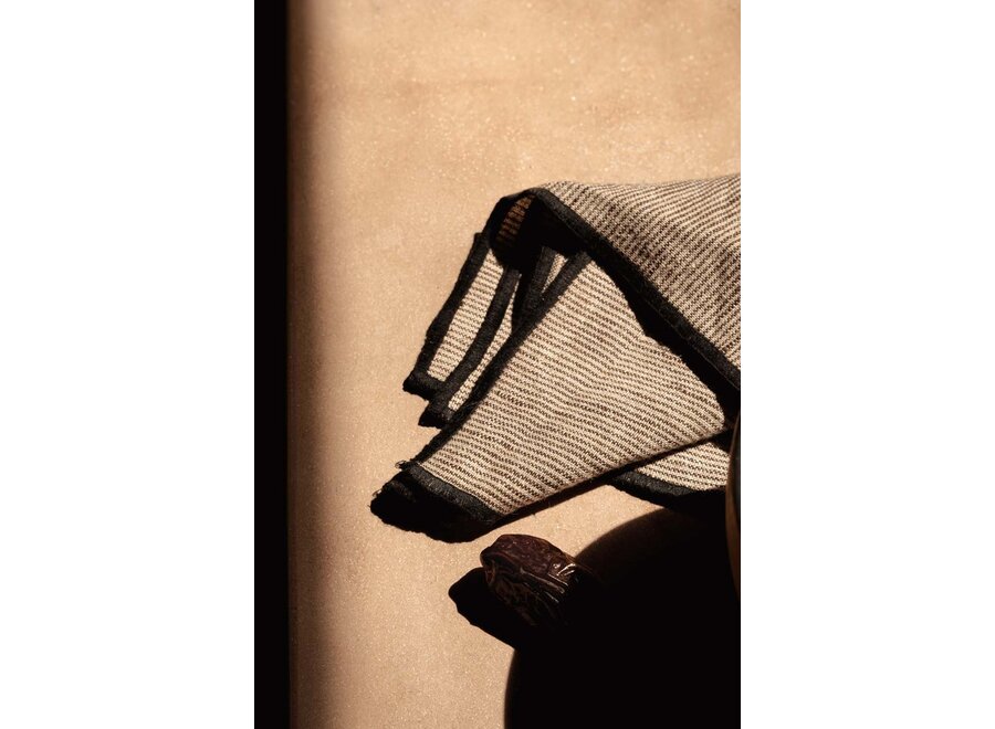 The Code Linen Napkin - Natural Black - 45x45