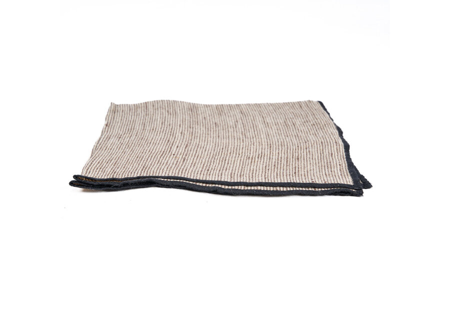 La Serviette Code En Lin - Noir Naturel - 45x45