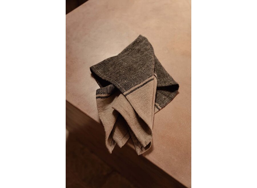 Das Linen Dash Küchentuch - Natur Schwarz - 50x70