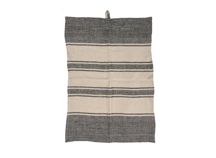 El Paño De Cocina Linen Dash - Negro Natural - 50x70