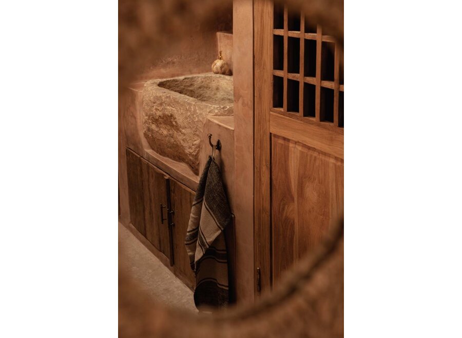 The Linen Smudge Kitchen Towel - Natural Black - 50x70