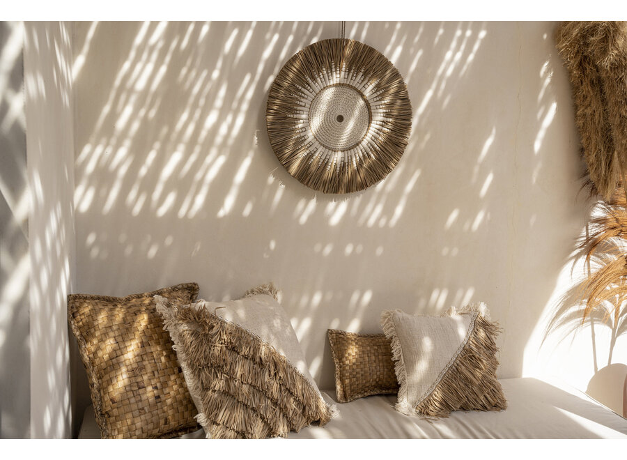 Die Raffia Makramee Wanddekoration - Natur Weiß