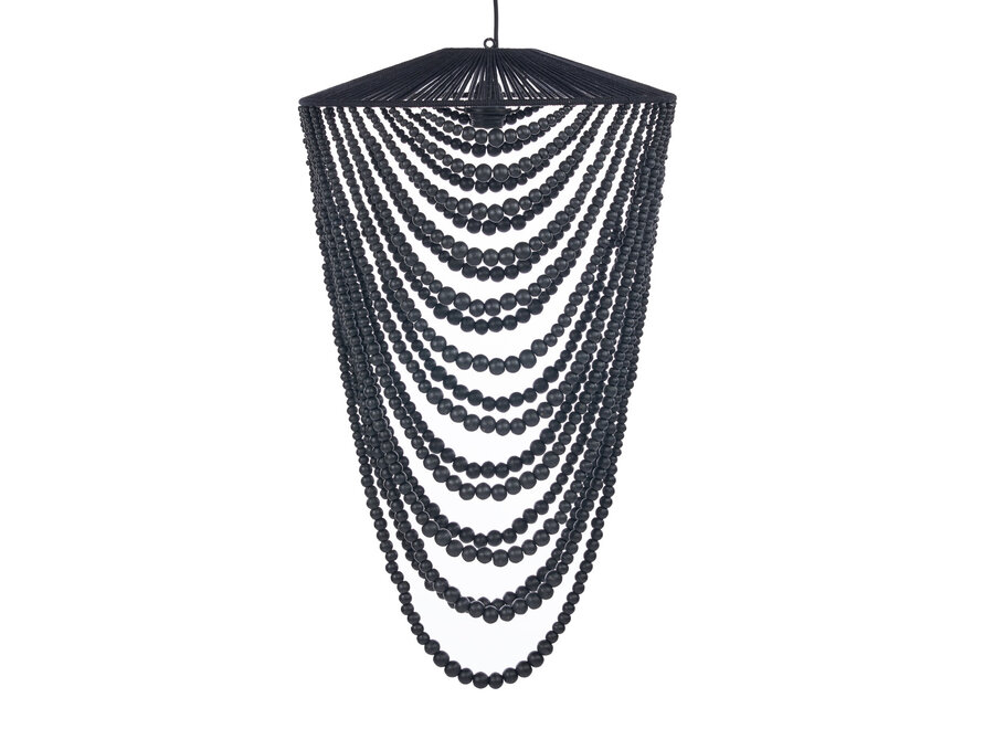 The Wooden Bead Chandelier - Black - L