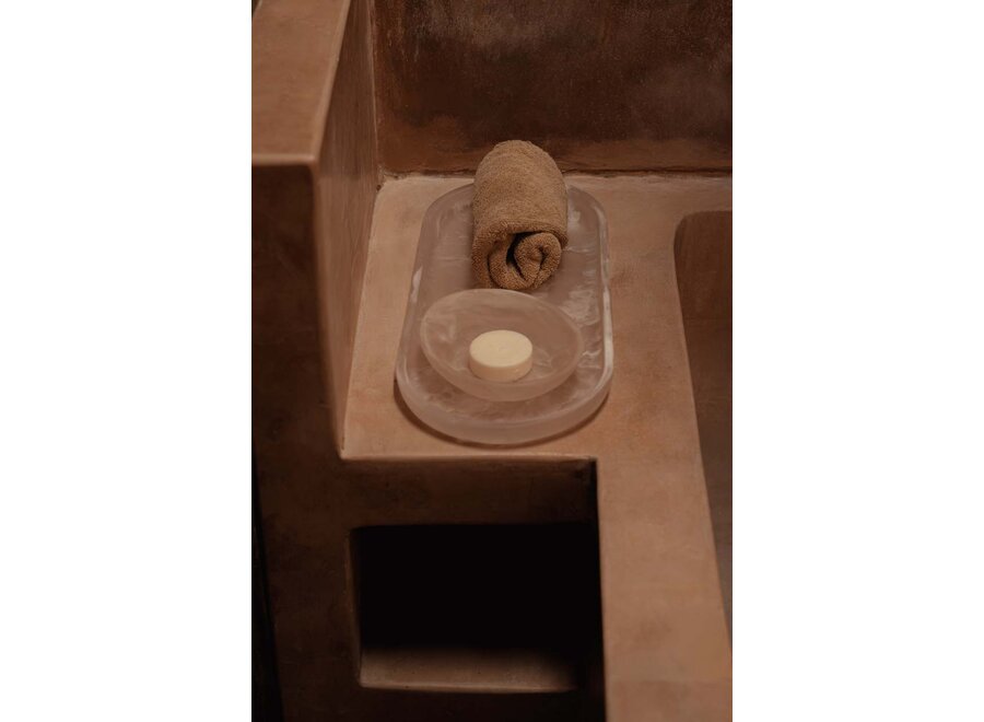 Der Ovale Resin Teller - Rosa Weiß