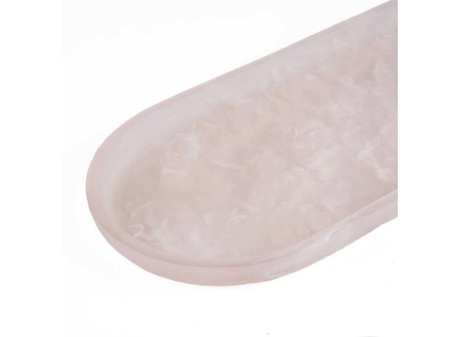 De Resin Oval Bord - Roze Wit