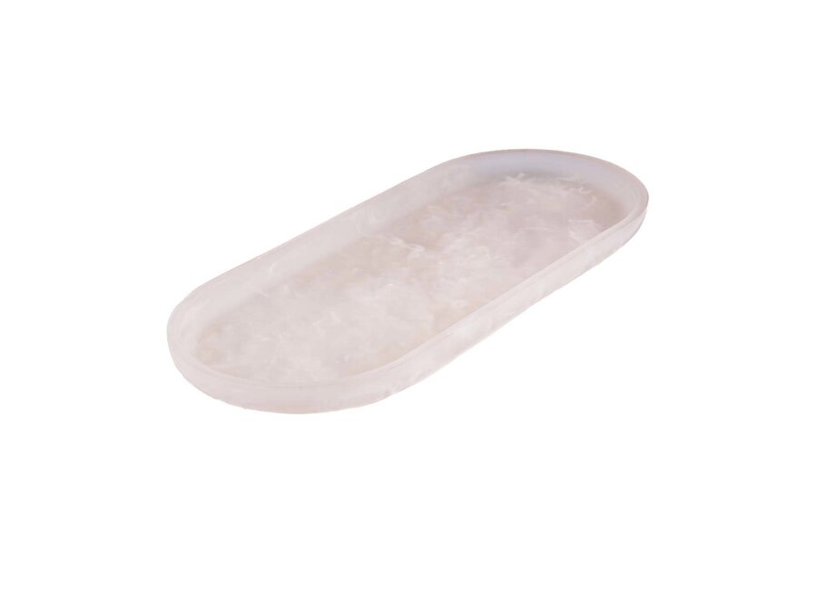 The Resin Oval Plate - Pink White