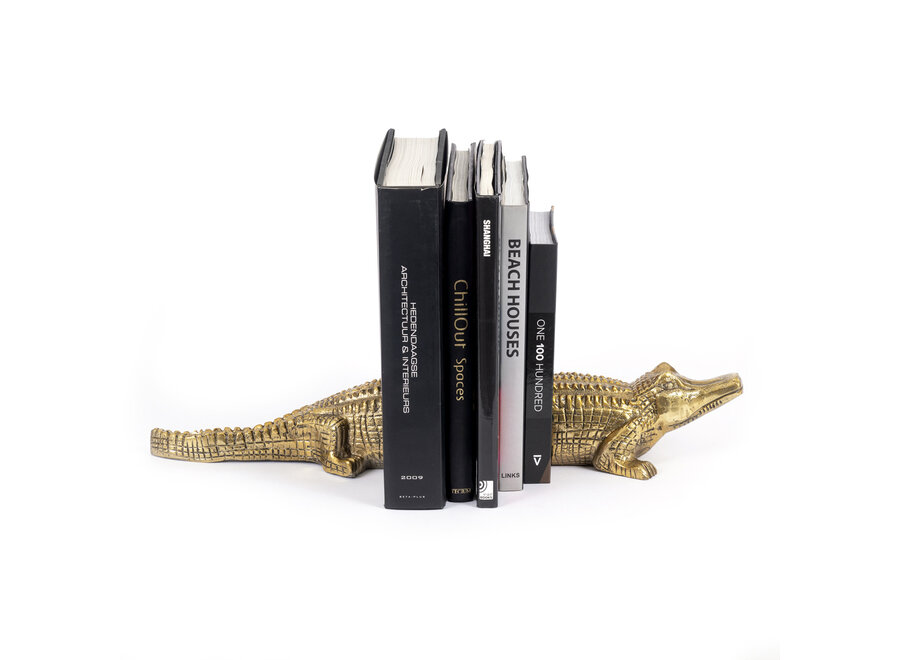 The Crocodile Book Stands - Brass