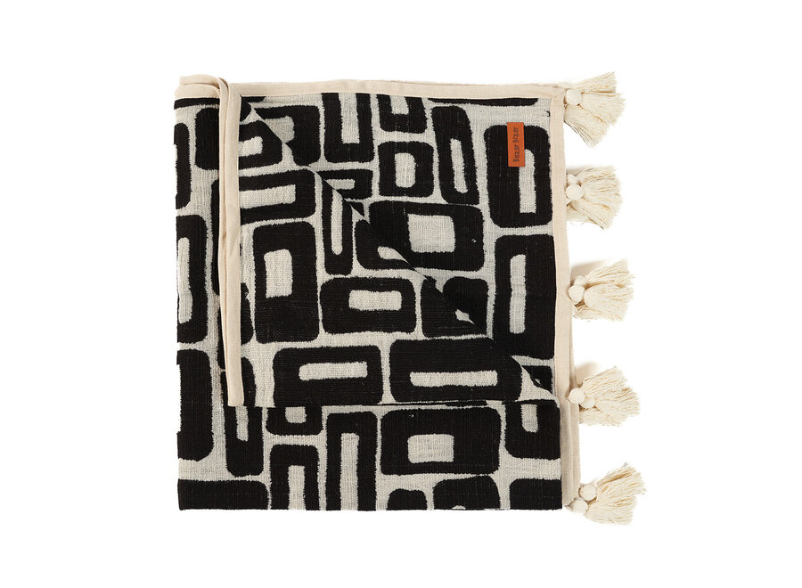 De Aztec Bedsprei - Naturel Zwart