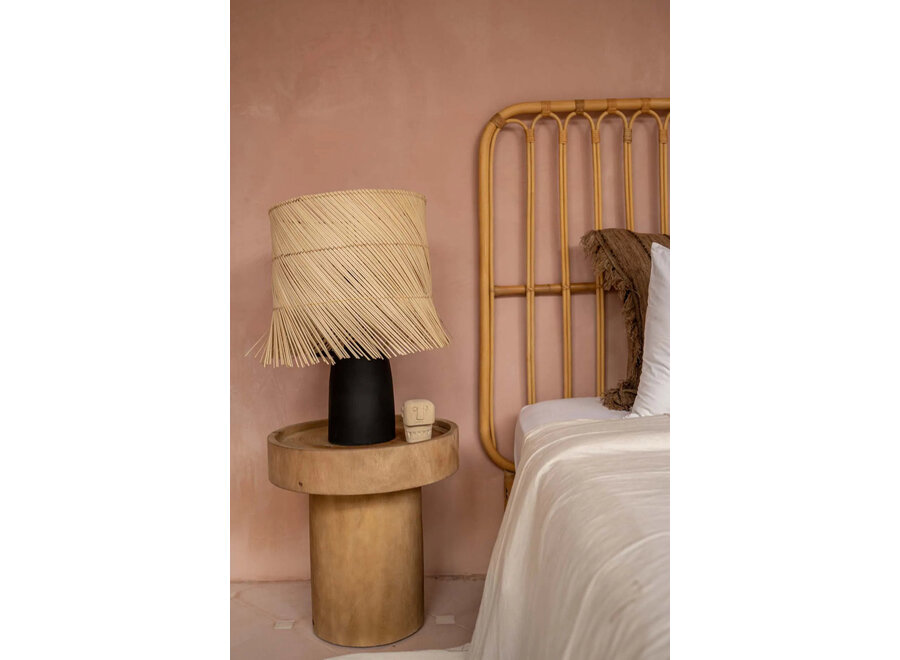 Die Rattan Tischlampe - Schwarz Natur