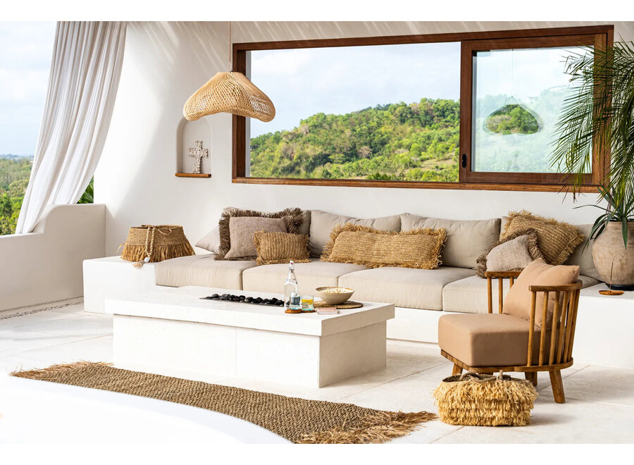 De Raffia Kussenhoes - Vierkant - Naturel - 35x100