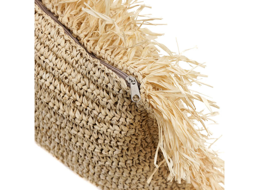 The Raffia Cushion Cover Rectangular - Natural - 35x100