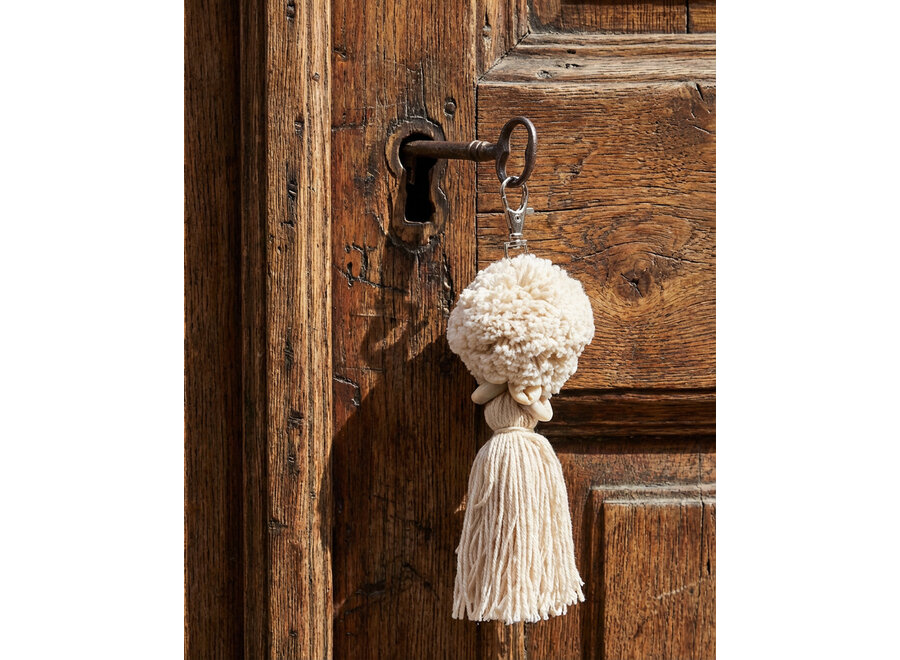 Le Porte-Clés Pompom - Blanc