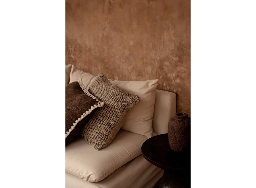 De Linen Grain Kussensloop - Naturel Zwart
