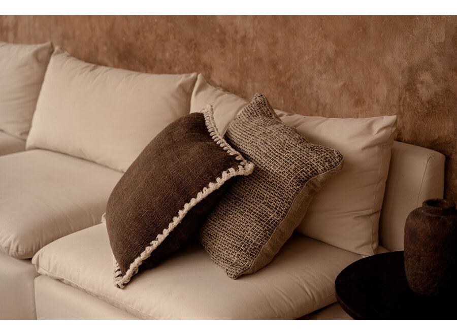 De Linen Grain Kussensloop - Naturel Zwart