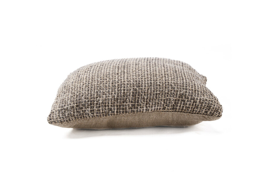 De Linen Grain Kussensloop - Naturel Zwart