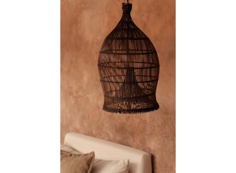Die Pendelleuchte Woven Bell - Dunkles Walnussholz - S