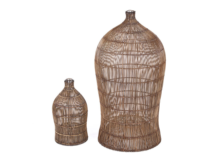Die Pendelleuchte Woven Bell - Dunkles Walnussholz - S