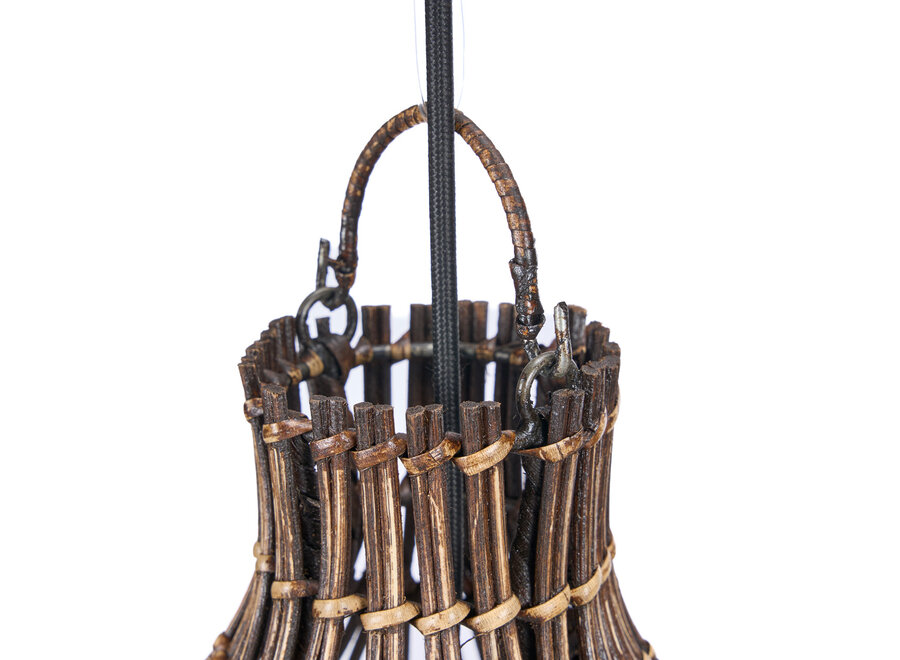 Die Pendelleuchte Woven Bell - Dunkles Walnussholz - S
