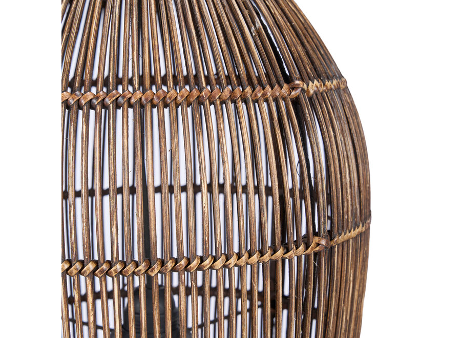 Die Pendelleuchte Woven Bell - Dunkles Walnussholz - S