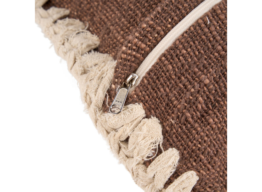 La Housse de Coussin Espresso Edge - Marron Blanc