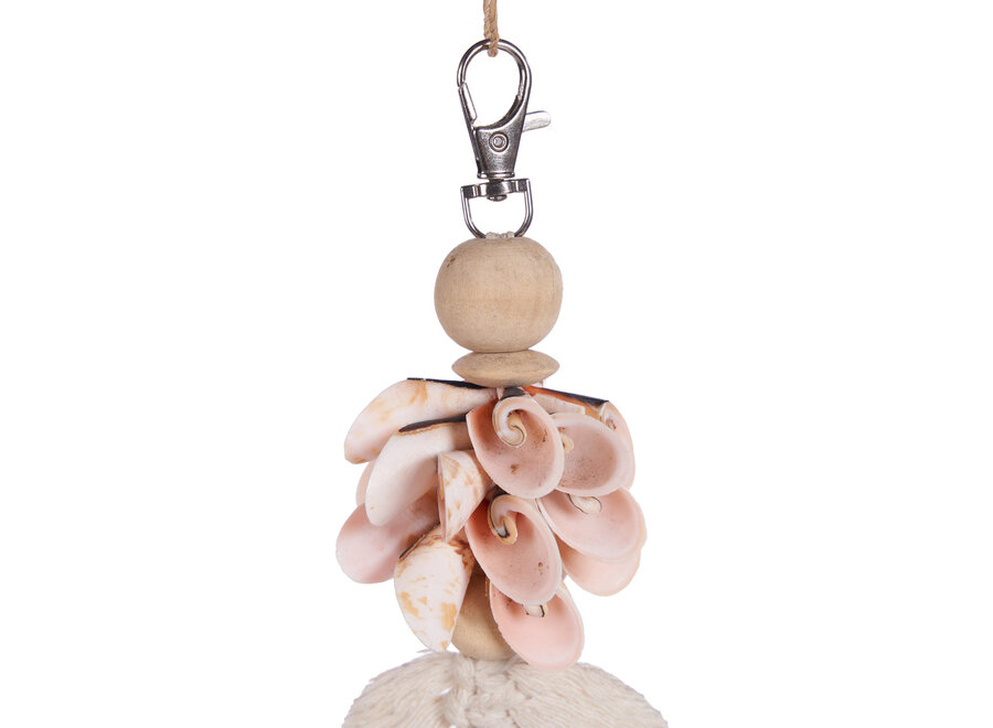 The Shiva Shell Keychain - Pink White