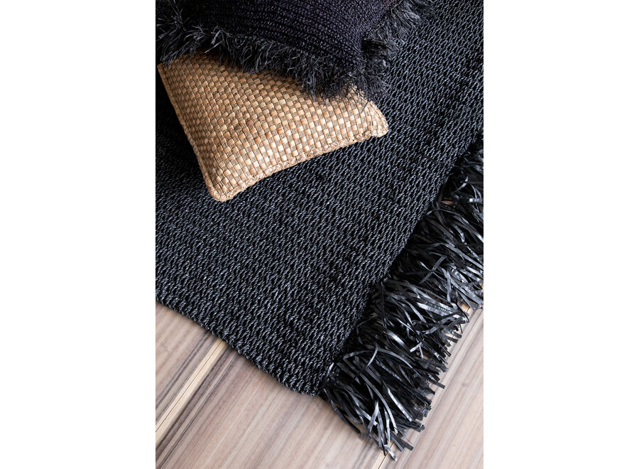 De Raffia Kussensloop Vierkant - Zwart - 40x40