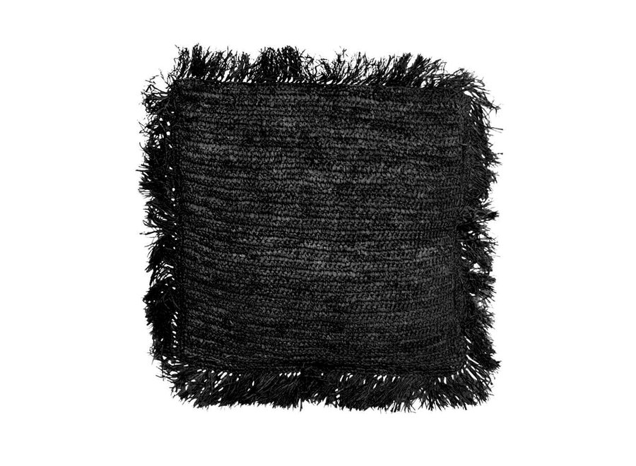 De Raffia Kussensloop Square - Black - 60x60