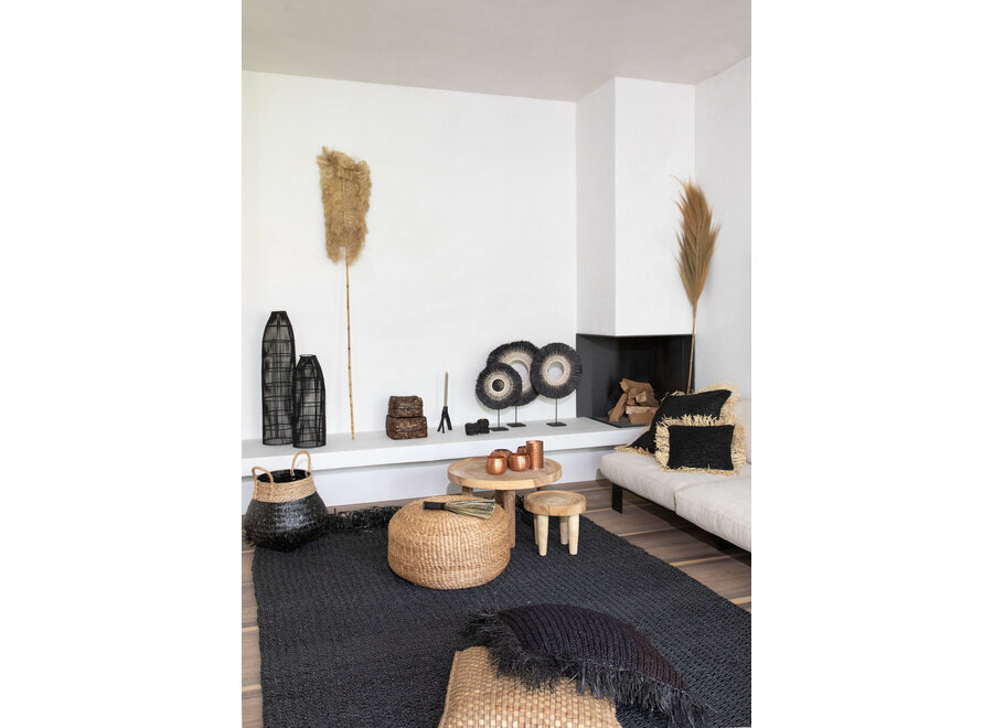 La Raffia Fodere per Cuscini Square - Black - 60x60