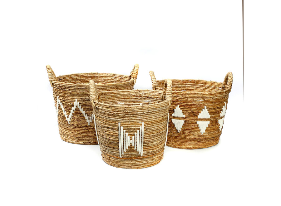 The Banana Stitched Baskets - Natural White - L