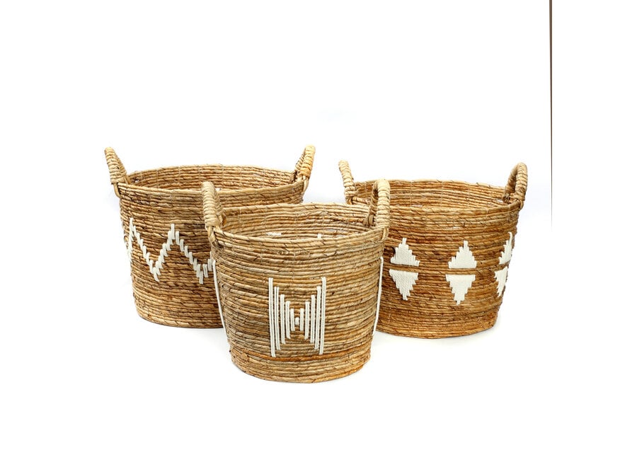 The Banana Stitched Baskets - Natural White - M