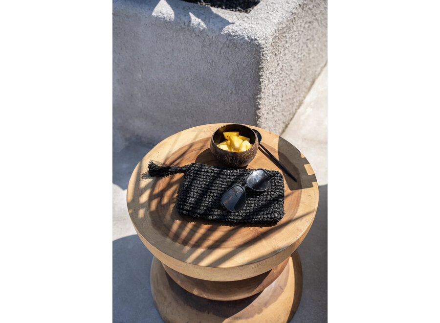 La Pochette Raffia - Noir Noir - S