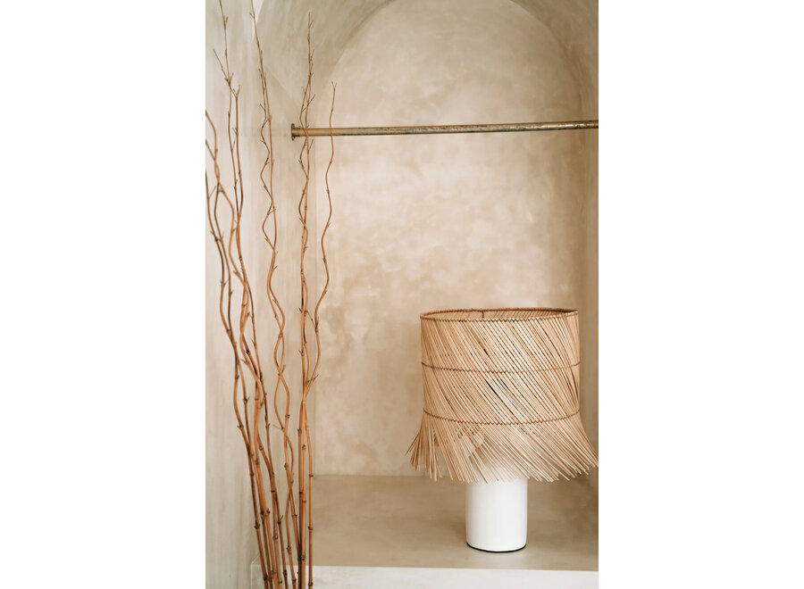 De Rattan Tafellamp - Wit Naturel