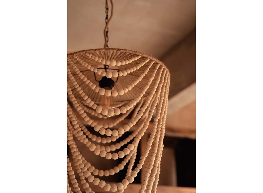 The Wooden Bead Chandelier - Natural - L