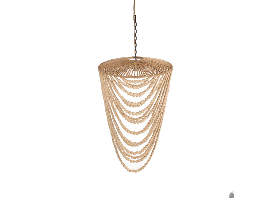 The Wooden Bead Chandelier - Natural - L