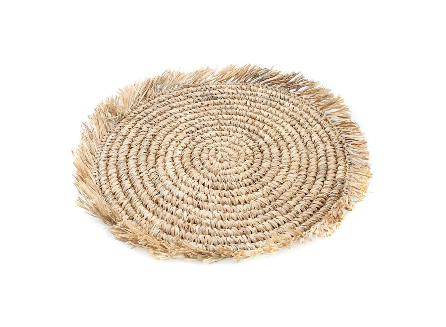 El Fringe Raffia Mantel Individual Redondo - Natural