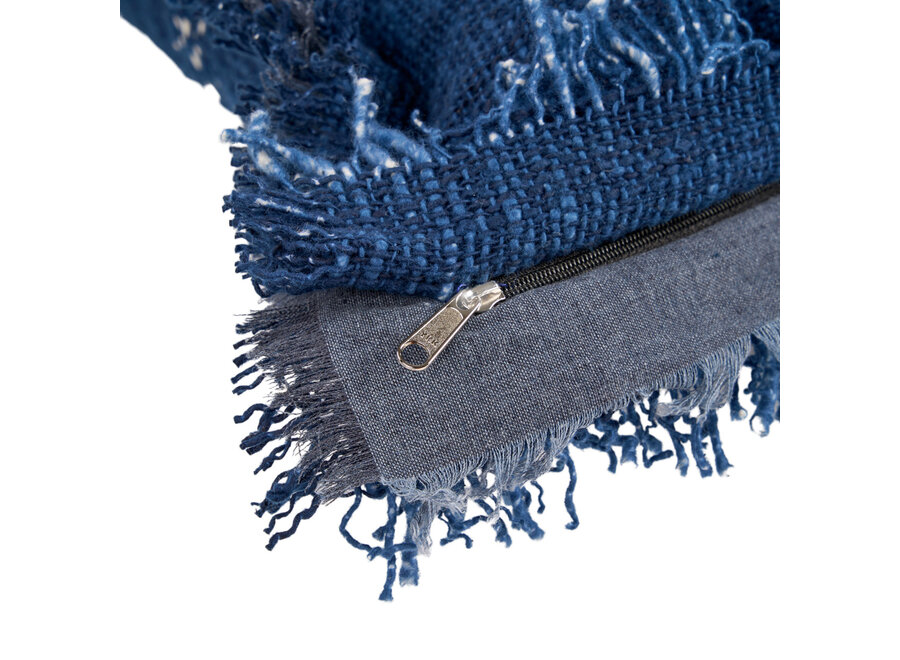 The Azure Fringe Cushion Cover - Indian Blue