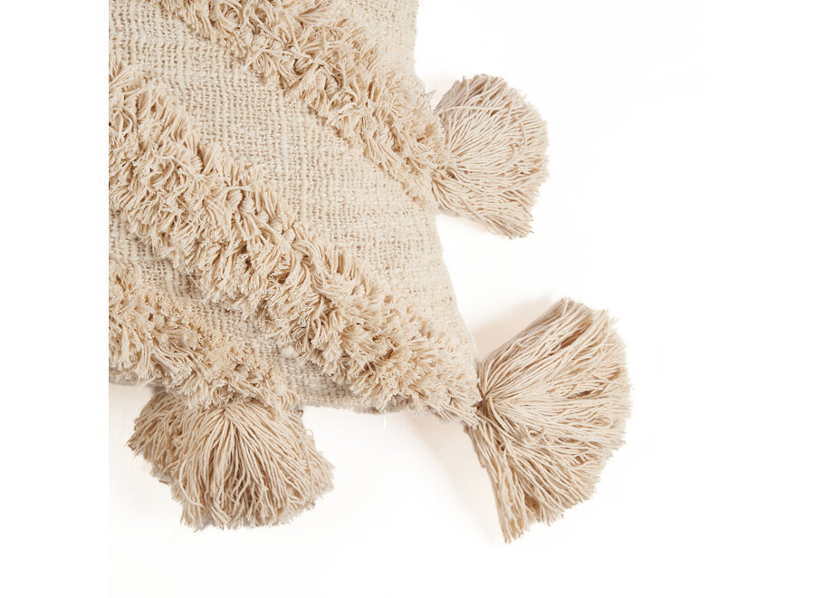 The Nomad Tassel Cushion Cover - Cream
