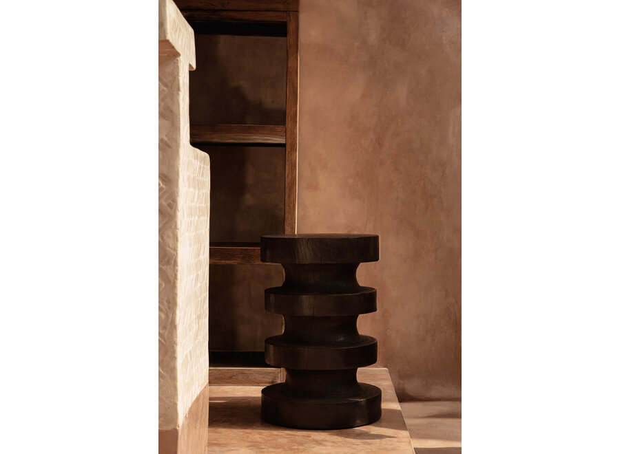 The Mocha Rings Side Table - Dark Walnut