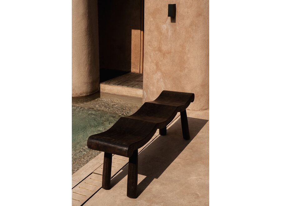 The Lombok Wave Bench - Dark Walnut - M