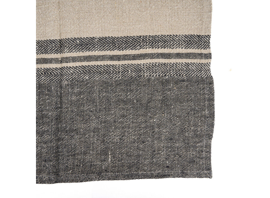 De Linen Dash Keukendoek - Natuurlijk Zwart - 50x70
