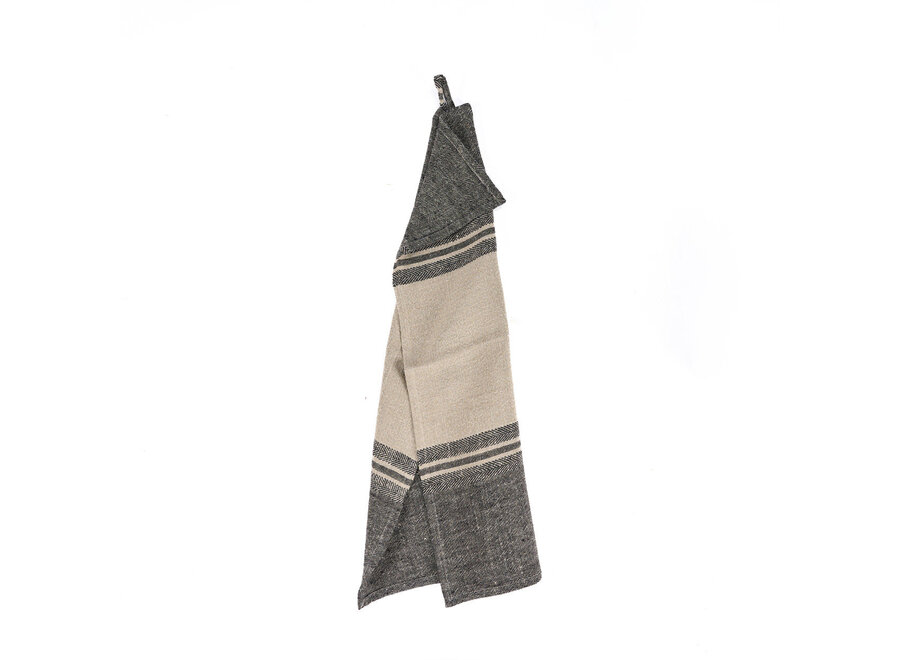 The Linen Dash Kitchen Towel - Natural Black - 50x70