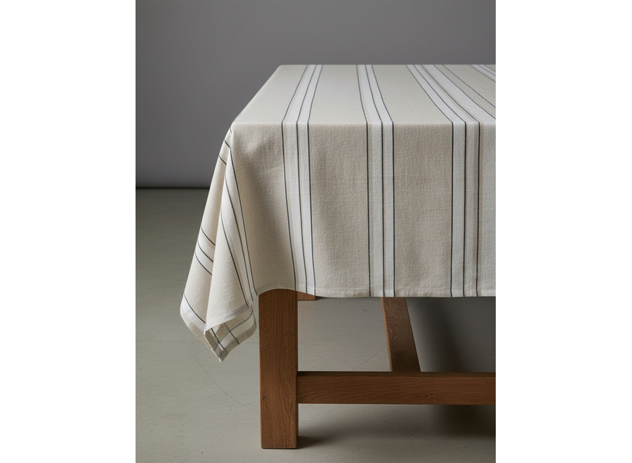 Die Provence Tischdecke - Natur Schwarz Weiß - 150x250