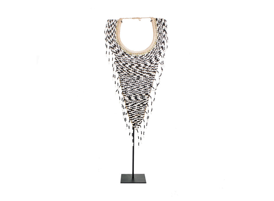 De Tribal Beaded Ketting op Standaard - Zwart Wit