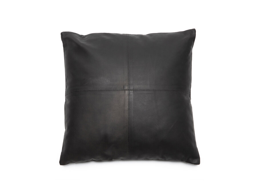 Il Copricuscino Four Leather Panel - Nero - 40x40