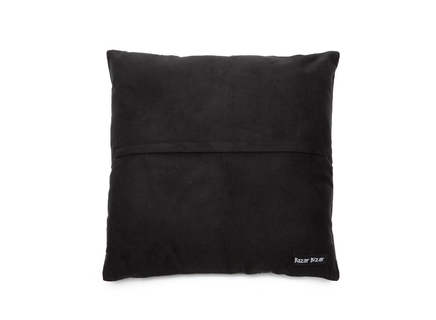 Il Copricuscino Four Leather Panel - Nero - 40x40