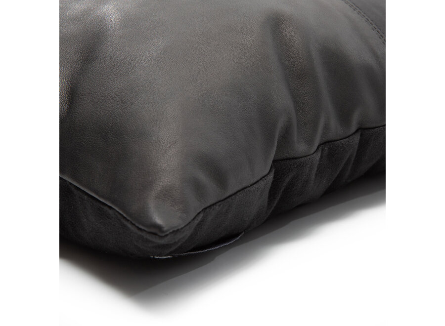 De Four Leather Panel Kussenhoes - Zwart - 40x40