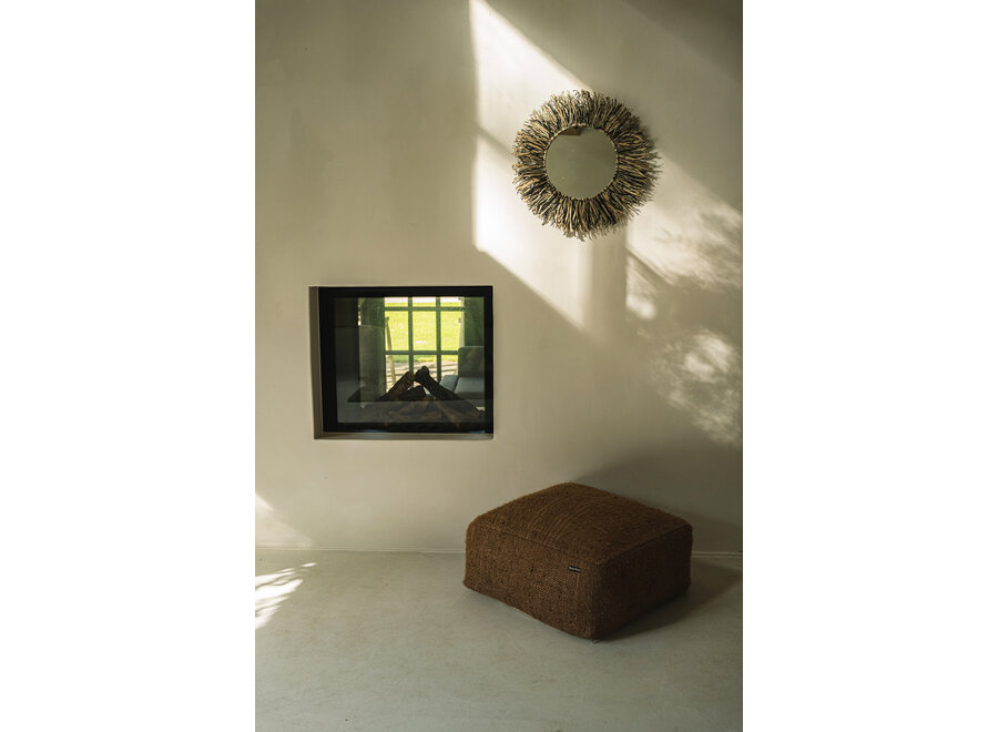 Le Raffia Fringe Miroir - Noir Naturel - M