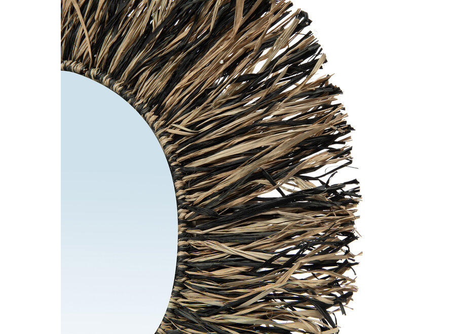 The Raffia Fringe Mirror - Natural Black - M